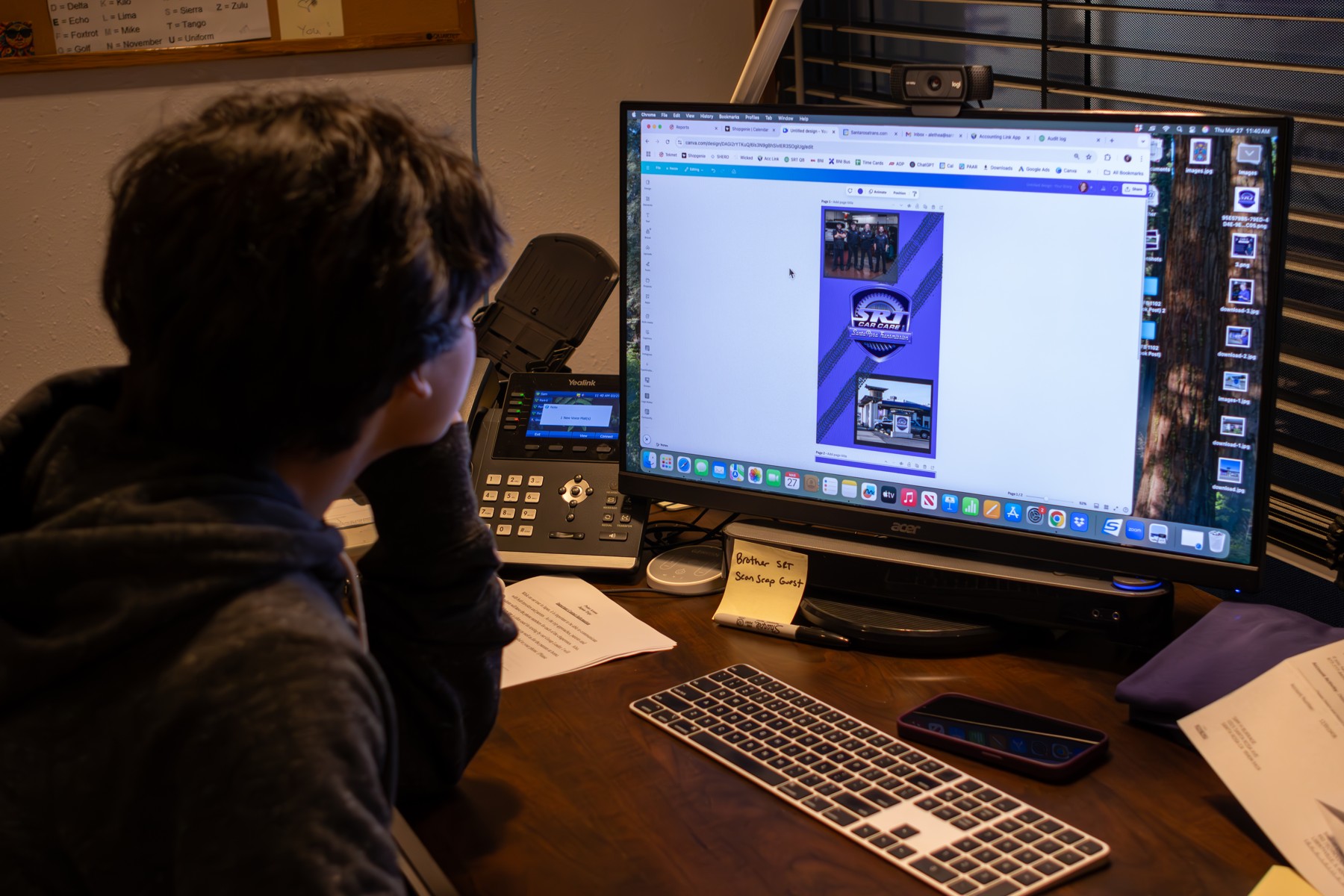 A student working with design software