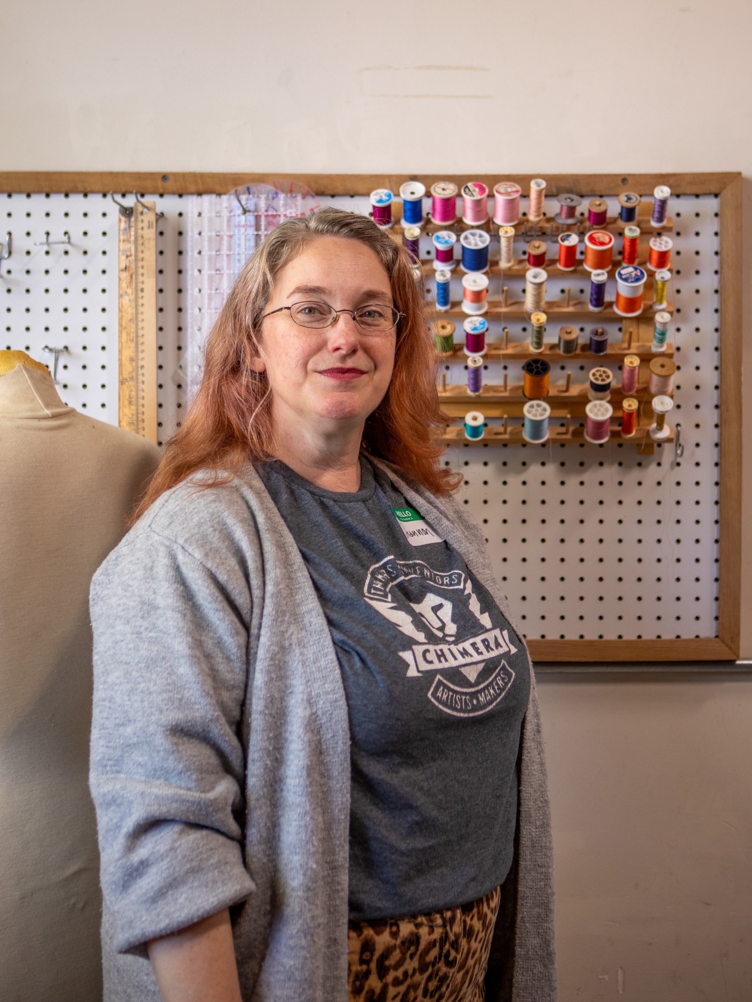 Shannon Marshall in her sewing workspace